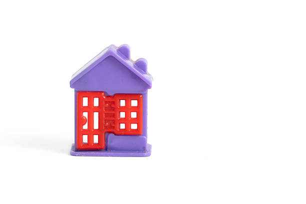 wooden toy houses in white background