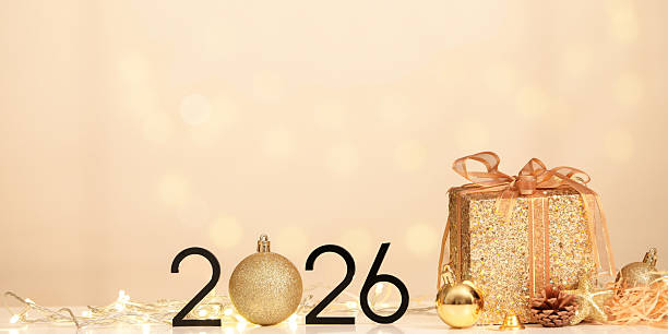 istock Holiday Gift. Sparkling present and ornament for 2026. 2240237065