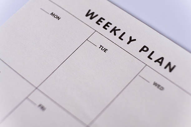 istock Weekly planner. Calendar reminder, organizer, schedule, planning concept. Close-up of weekly plan paper 2240239883