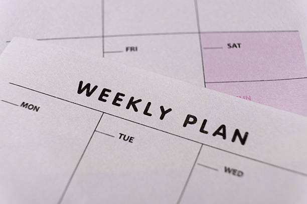 istock Weekly planner. Calendar reminder, organizer, schedule, planning concept. Close-up of weekly plan paper 2240239892