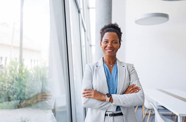 istock Confident black businesswoman smiling in modern office 2240243016