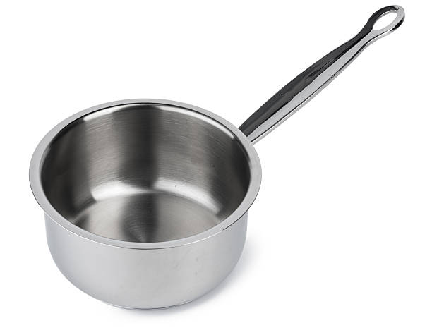 istock New silver metal stewpan on white background 2240243851