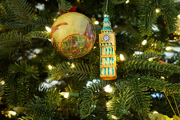 Big Ben bauble and yellow bauble on the Christmas tree