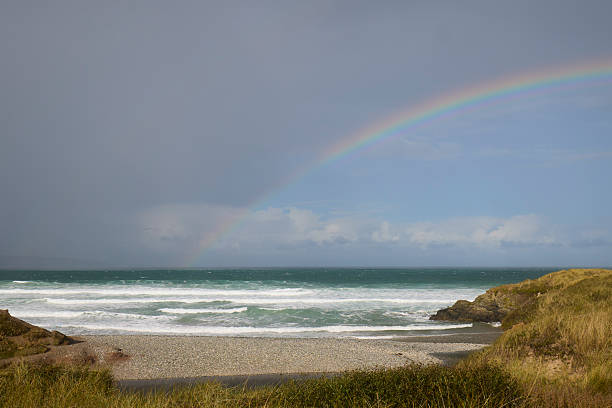 Rainbow over Gwithian Towans Beach, Hayle, Cornwall, United Kingdom