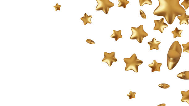 istock Stars gold scattered around randomly, falling down, floating. Chaotic dreamy childish overlay template. Miraculous starry vector background 2240264024