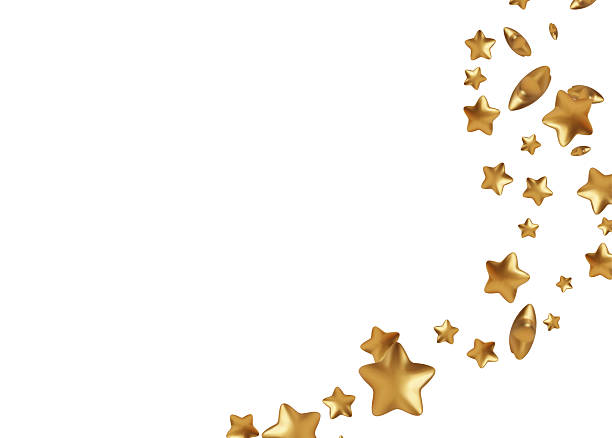 istock Stars gold scattered around randomly, falling down, floating. Chaotic dreamy childish overlay template. Miraculous starry vector background 2240264045