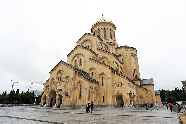 The Holy Trinity Cathedral. Tsminda Sameba, main cathedral of the Georgian Orthodox church, beautiful architecture building, famous tourist attraction in Tbilisi, Georgia.