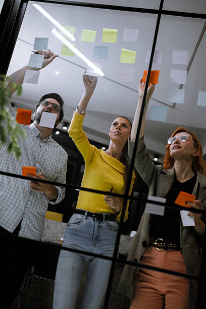 istock Creative brainstorming session in a modern office with team members collaborating on project ideas during afternoon hours 2240272574