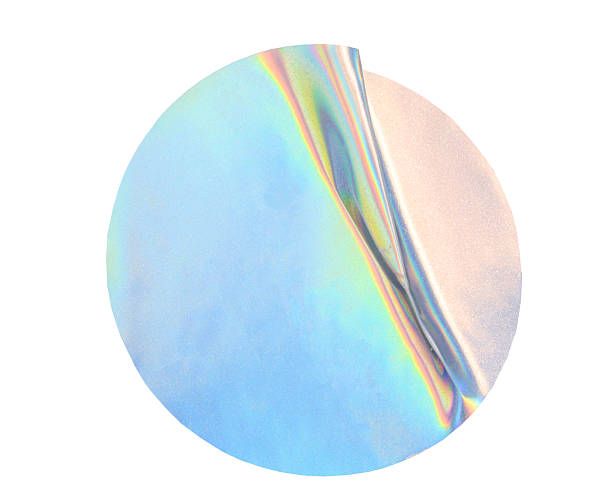 istock Holographic metallic duct sticker with colorful wavy surface and iridescent light background white effect, on isolated 2240276933