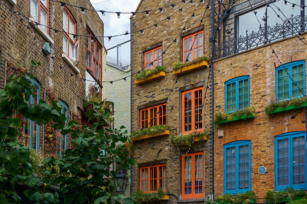 London, UK - 14th August 2025Neal's Yard, a unique courtyard known for its colourful cafés, bars and shops.