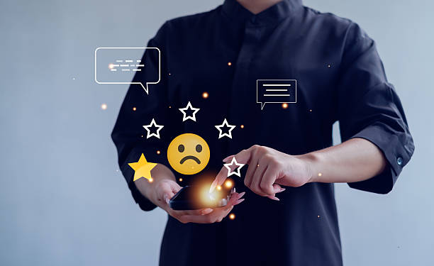 istock Unhappy Businessman Client with Sadness Emotion Face on virtual screen, Bad review, Customer Experience dissatisfied Concept. 2240286796