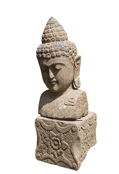 istock Buda statue made of stone isolated on white 2240290497