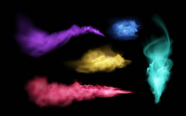 istock Magical smoke vector illustrations: smoke in purple, red, green, and blue, with particles effects. 2240290613