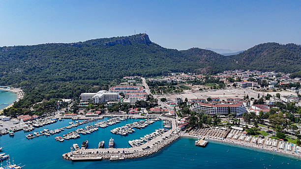 istock Drone view of Kemer harbor from the sea 2240295160