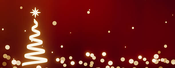 istock Christmas tree silhouette with glowing lights on a red background for the holiday season. 3d rendering 2240297286