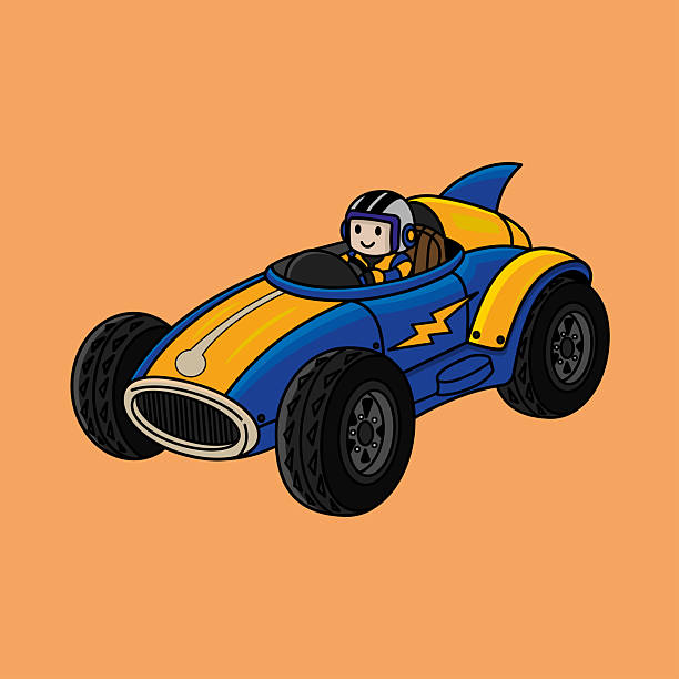 istock Cute Cartoon Race Car and Driver Illustration 2240305039