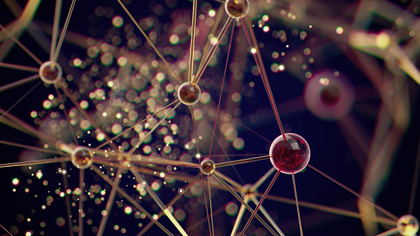 istock Abstract Network Of Connecting Nodes And Light Orbs For Digital Science And Connectivity 2240312684
