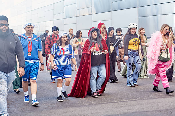 New York City, U.S - October 10: Cosplayers line up outside during New York Comic Con 2025 at The Jacob K. Javits Convention Center.