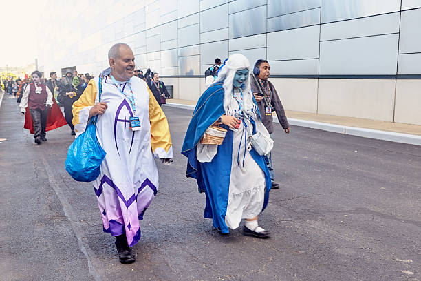 New York City, U.S - October 10: Cosplayers line up outside during New York Comic Con 2025 at The Jacob K. Javits Convention Center.