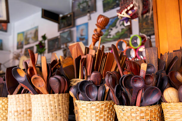 mexican wooden spoons made in an artisanal way ready to be sold