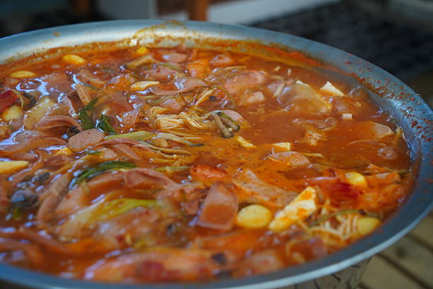 Macro shot of freshly cooked korean food