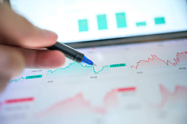 istock Trading cryptocurrency with price and mocing average indicator volume macd or stockmarket investing chart uncertainty investment in AI and cloud business 2240367619