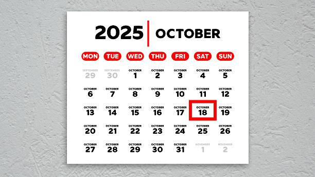 A wall calendar page with the marked date of October 18 on it