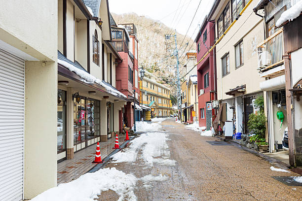 istock Yubara Onsen town covered in snow in winter 2240371192