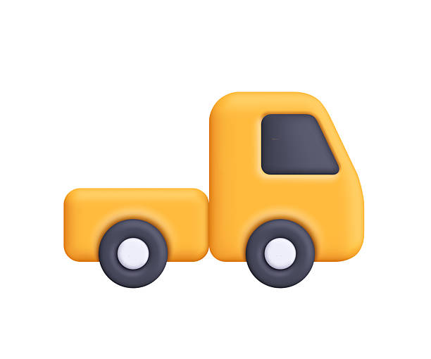 istock Yellow truck, cargo van. Shipping, logistics, delivery and transportation concept. 3d vector icon. Cartoon minimal style. 2240372249