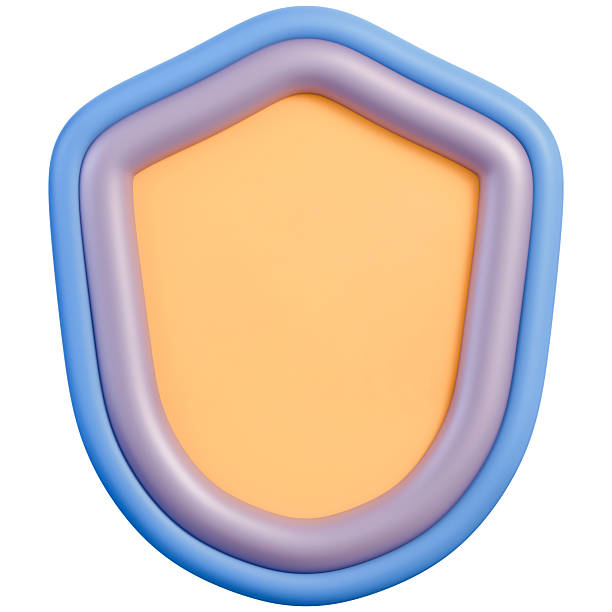 Shield badge symbol for security, privacy, and data defense. Ideal for UI template, firewall or antivirus placeholder, and verified protection emblem. Isolated on white background, 3d illustration.