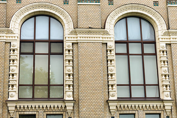 Bucharest, Romania - January 24, 2022: Ornaments from the exterior of the Coral Temple, a synagogue located in Bucharest, Romania.