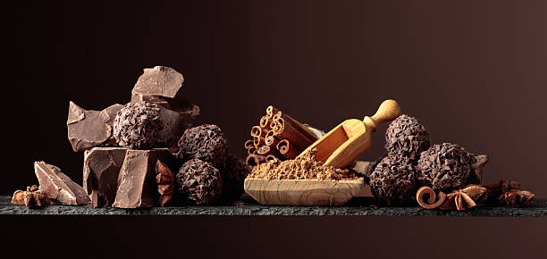 istock Chocolate truffles with broken pieces of chocolate. 2240382067