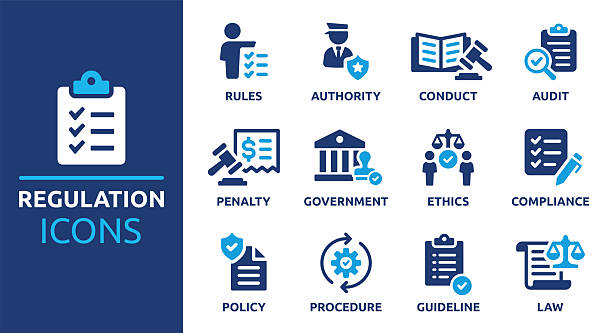 stockillustraties, clipart, cartoons en iconen met regulation icon collection - politiek