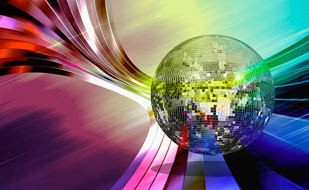 istock Party disco mirror ball reflecting blue, purple and green lights 2240386357