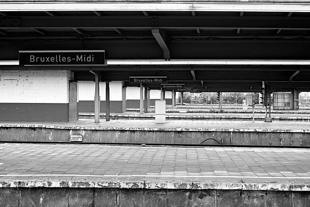 Trainstation Bruxelles-Midi with Trains and Empty