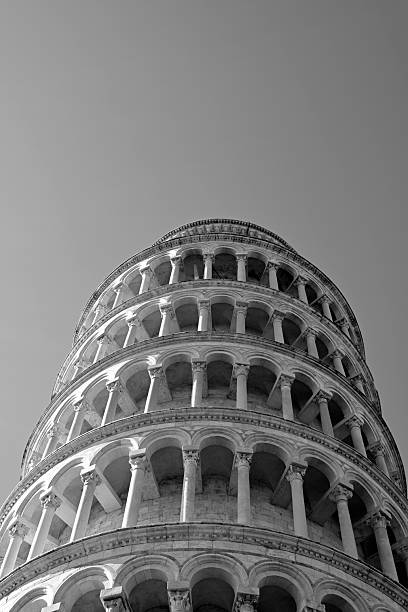 View of the magnificent Leaning Tower of Pisa in the city of Pisa, Italy.