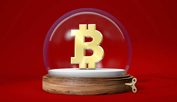 istock Golden Digital Coin Sign in a Snow Globe 2240389893