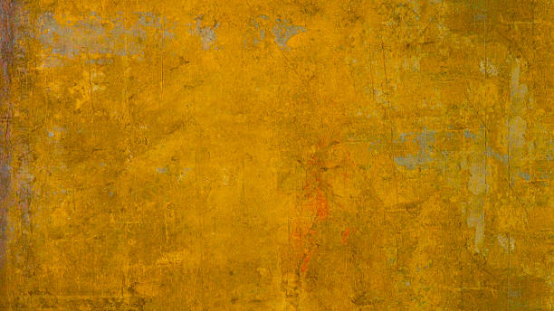 istock Abstract old aged yellow scratched grunge metal or stone concrete wall texture with rust, background backdrop wallper template pattern 2240390791