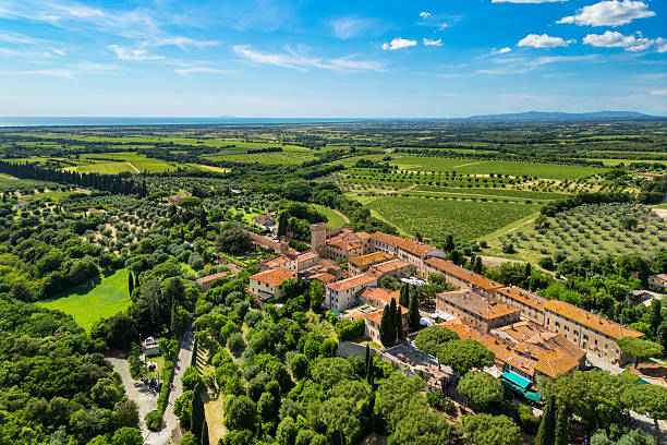 istock Bolgheri, Tuscan medieval town from drone 2240392709