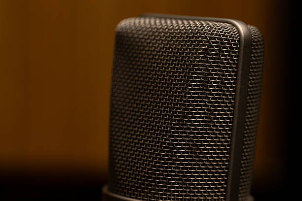 Microphone on white background. Horizontal composition with copy space. Clipping path is included.