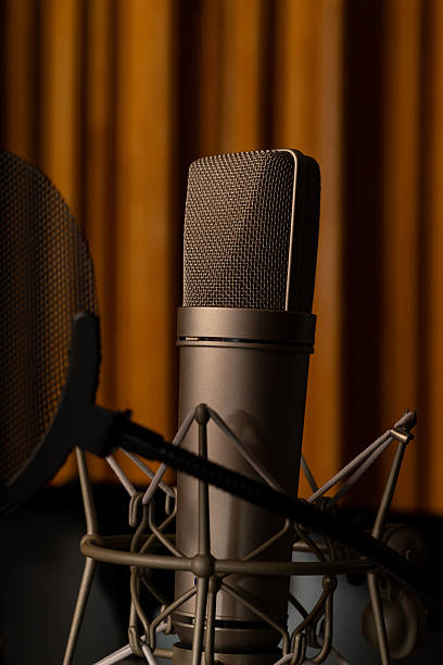 istock Professional Microphone in a Recording Studio with Acoustic Panels and Pop Filter Setup 2240395322