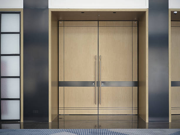 istock Modern Wooden Double Doors in Contemporary Architecture 2240397245