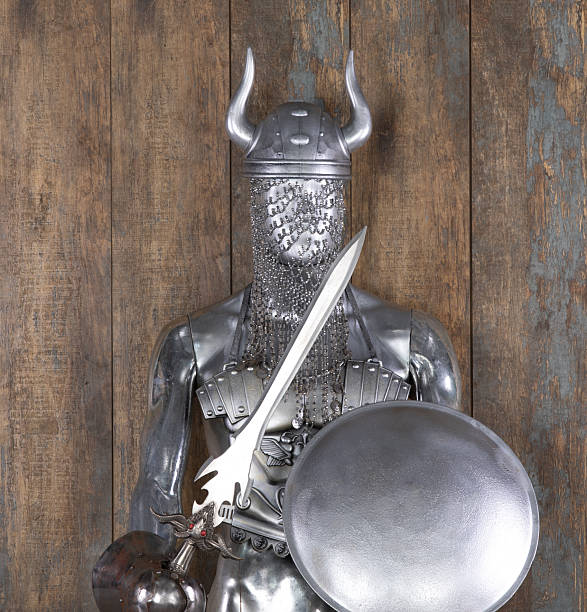 istock Viking helmet, sword and armor 2240398689