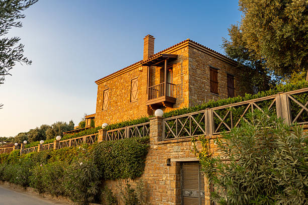 Terrace with Mediterranean sea view on a summer day