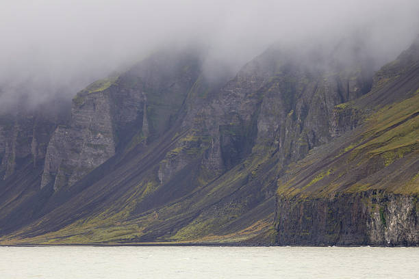 Husavik, iceland on August 30, 2025: typical coastline and weather in Husavik bay