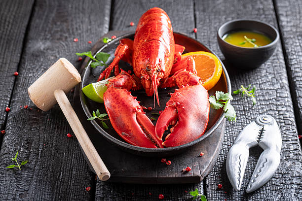 istock Steamed red lobster served with orange sauce. 2240408250