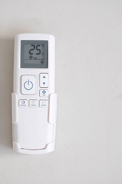 istock Remote control of air conditioner at the wall with copy space 2240417817