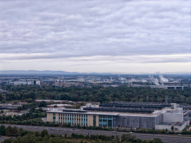 Wolfsburg, Germany – November 02, 2021: A grayscale shot of the Wolfsburg Volkswagen Factory, the largest manufacturing plant in the world