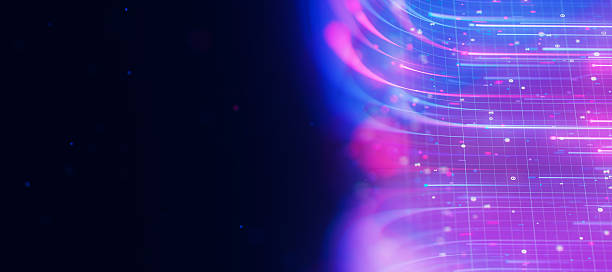 istock Bigdata light speed data flow upward toward a camera. Abstract digital data stream of quantum computing. Cyberspace of qubit trails. Modern tech information transmission. 2240423364
