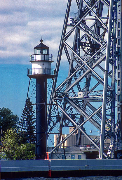Duluth - Lighthouse & Lift Bridge - 1988. Scanned from Kodachrome 64 slide.